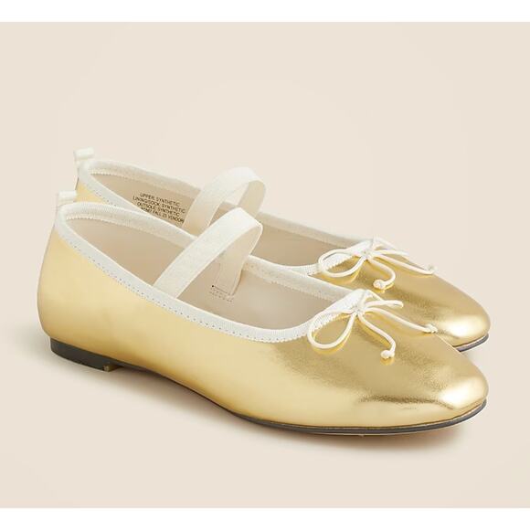 Crewcuts Gold Strappy Ballet Flats Mary Jane Shoes Size 4 Kids Big Girls Youth - Picture 1 of 10